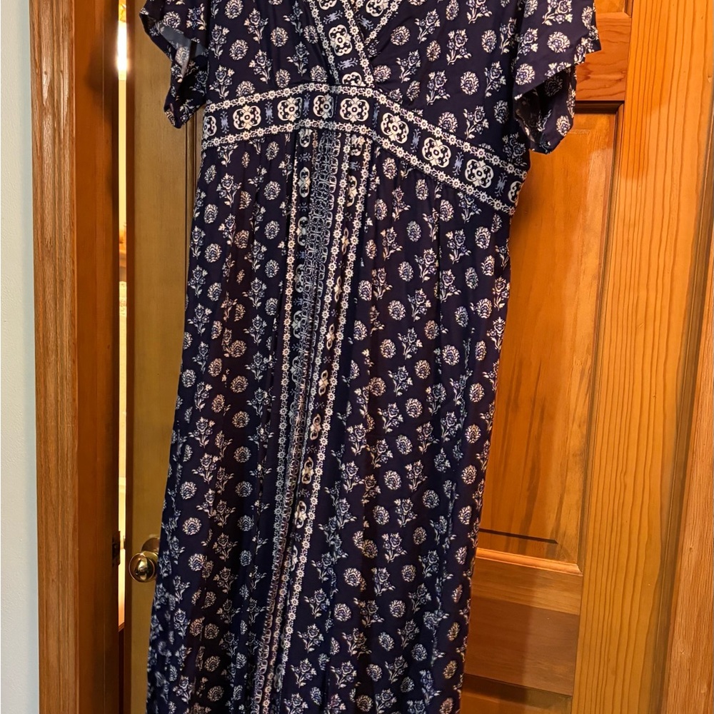 Floral Navy Maxi Dress-Garnett Hill